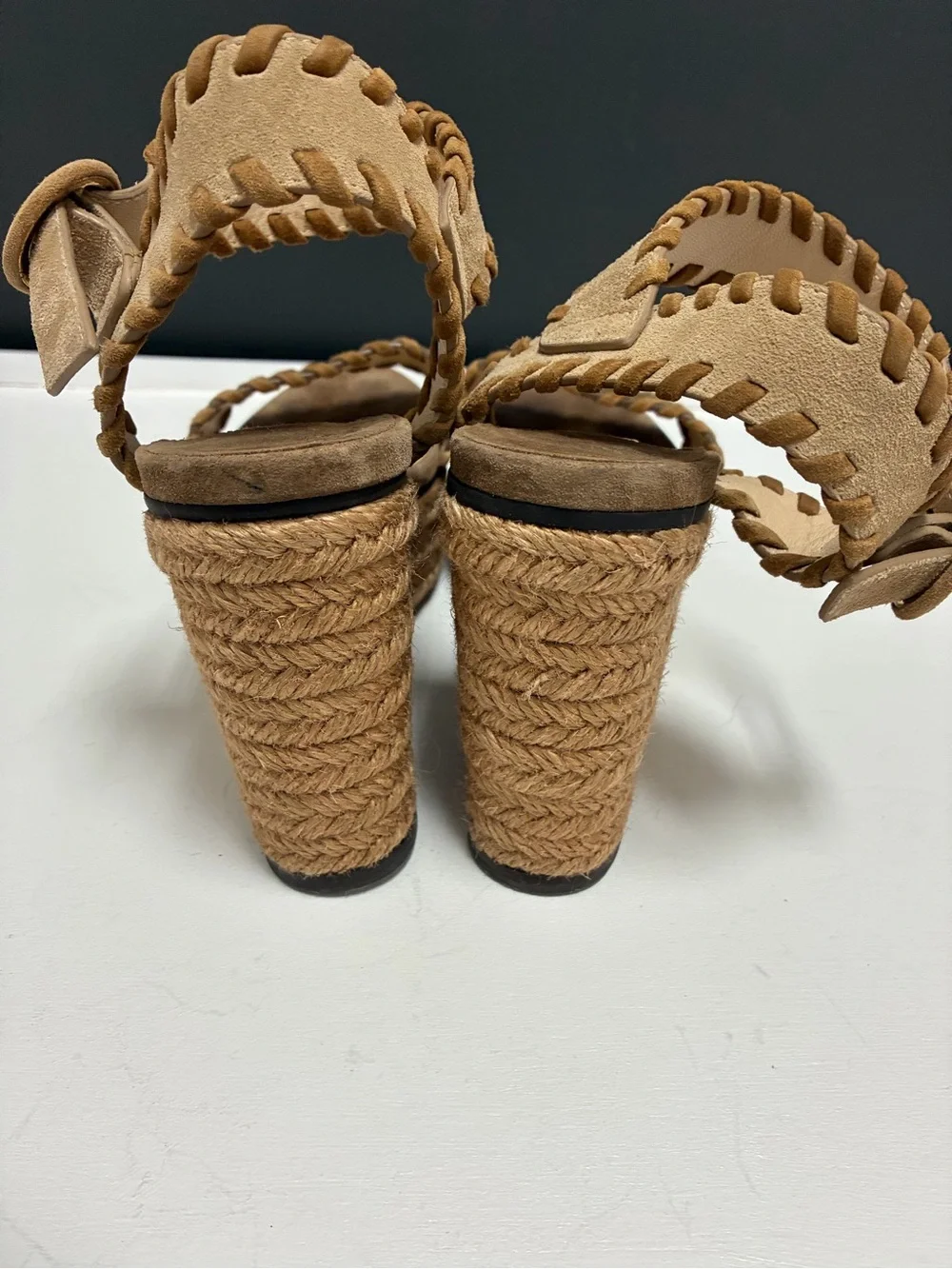 Jimmy Choo Tan Suede Wedge Sandals